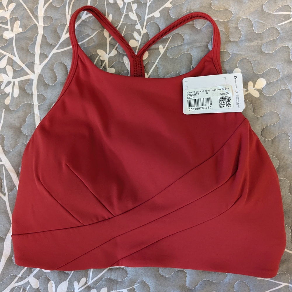 Lululemon Flow-Y Wrap-Front High-Neck Bra Red Size 8 Red
